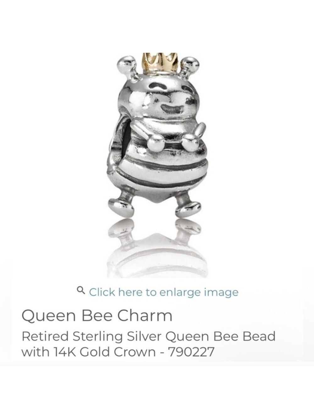 Pandora Silver and Gold Queen Bee Bracelet Charm